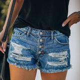 Ripped One Breasted Denim Shorts Women