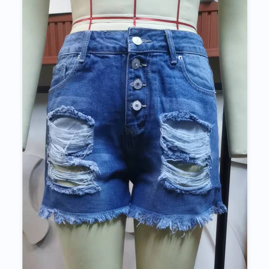 Ripped One Breasted Denim Shorts Women