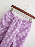 High Waist Dot Printing Fashionable with Side-Slit Skirt