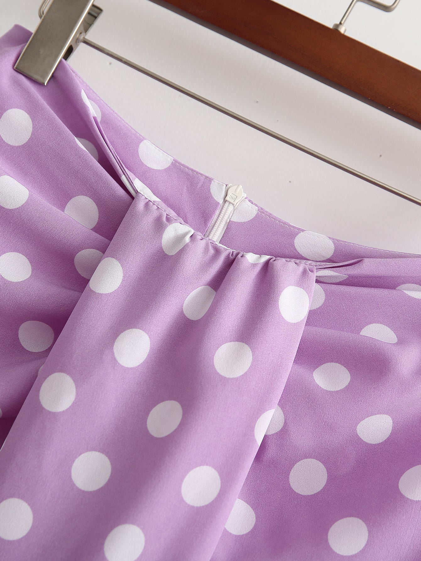 High Waist Dot Printing Fashionable with Side-Slit Skirt