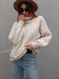 Women Loose Solid Color Turtleneck Sweater