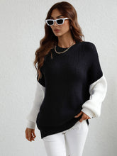 Pullover Plus-size long-sleeve striped sweater