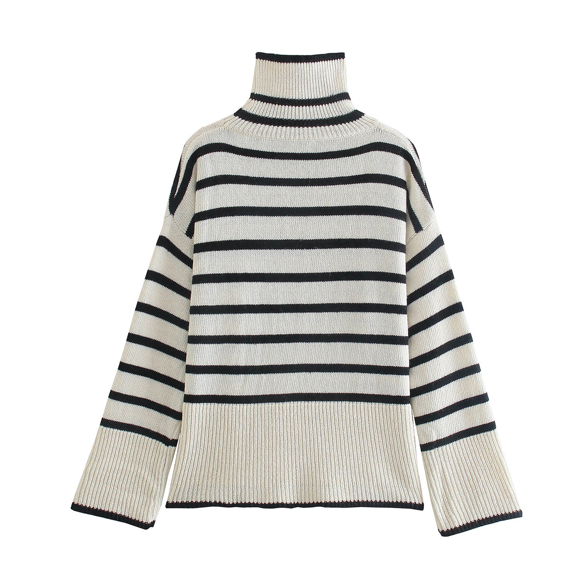 Idle Knitwear Top Retro Easy Matching Turtleneck Striped