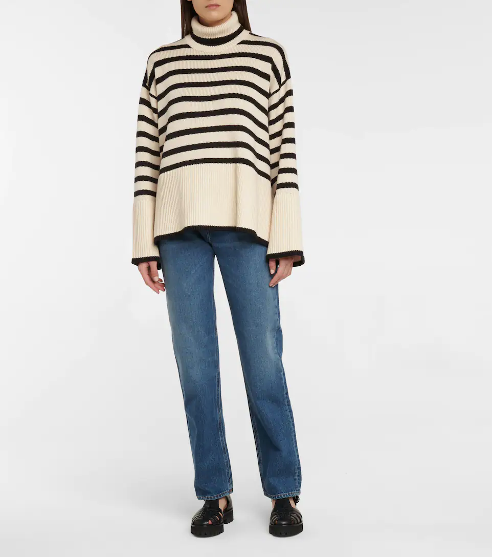 Idle Knitwear Top Retro Easy Matching Turtleneck Striped