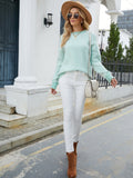 Long-sleeve knitted loose-splicing pullover sweater