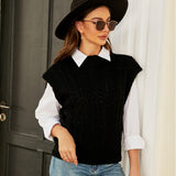 Bandage dress sleeveless sweater wild knitted woolen vest