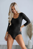 Fitted long-sleeve sexy bodysuit t-back one-piece pants