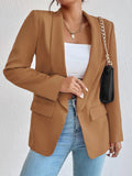 Women's Solid Color Collared Small Office Jacket