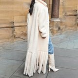 Women Fleece Tassel Wool Tops Splicing Coat