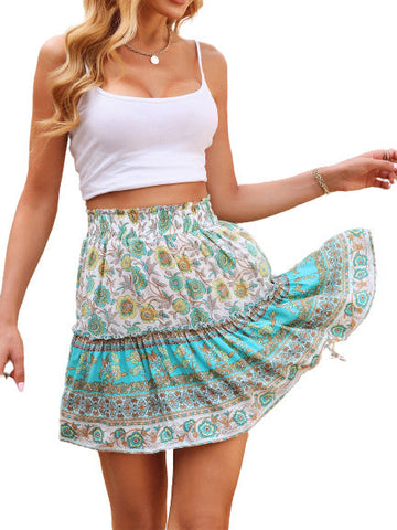 Bohemian High Waist Print Mini Skirt
