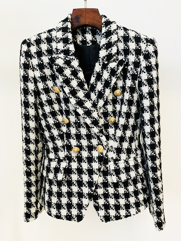 black and white tweed jacket Woolen Blazer