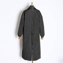 plus size cotton polo collar long sleeve straight back quilted casual coat