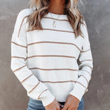 Women's round-neck, long-sleeve Core-Spun Yarn Sweater