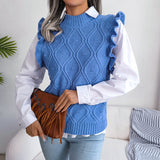 Wooden Diamond Knitted Vest Sweater Women