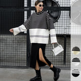 Turtleneck Knitting Striped Loose Sweater Top