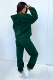 Fleece Lined Sweater Casual Pant Sets with hood