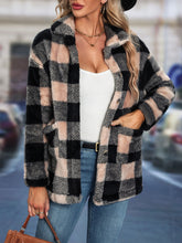 Women Square Plaid Collared Flannel jacket