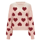 Bubble Sleeve Valentine Day Pink Sweater