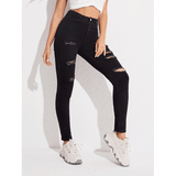 black ripped jeans for women Tied Pencil Pants