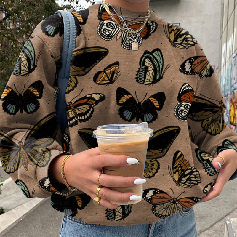 Butterfly Print Loose Sweater