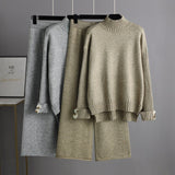 Knit Two-Piece Set Semi-High Collar Sweater