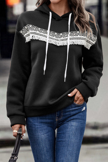 Women Hooded Lace Casual Hoodie