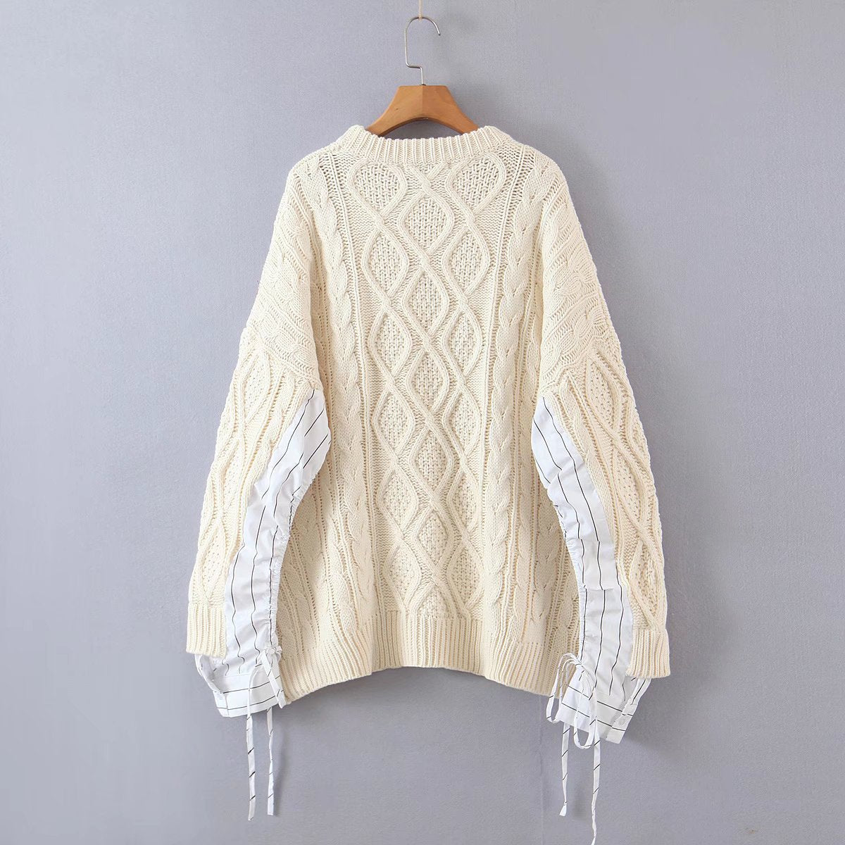 Stripe Stitching Sleeves Loose Oversized Pullover