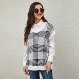 Plaid Knitted Vest Sweater