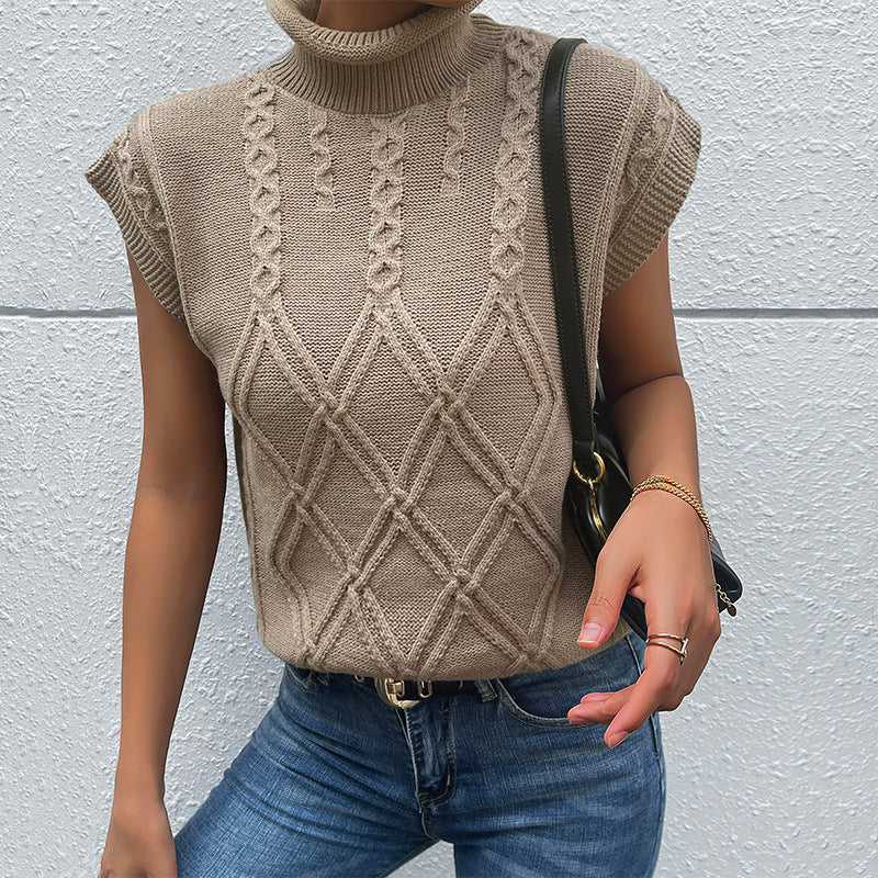 Solid Color Twist Sleeveless Vest Sweater