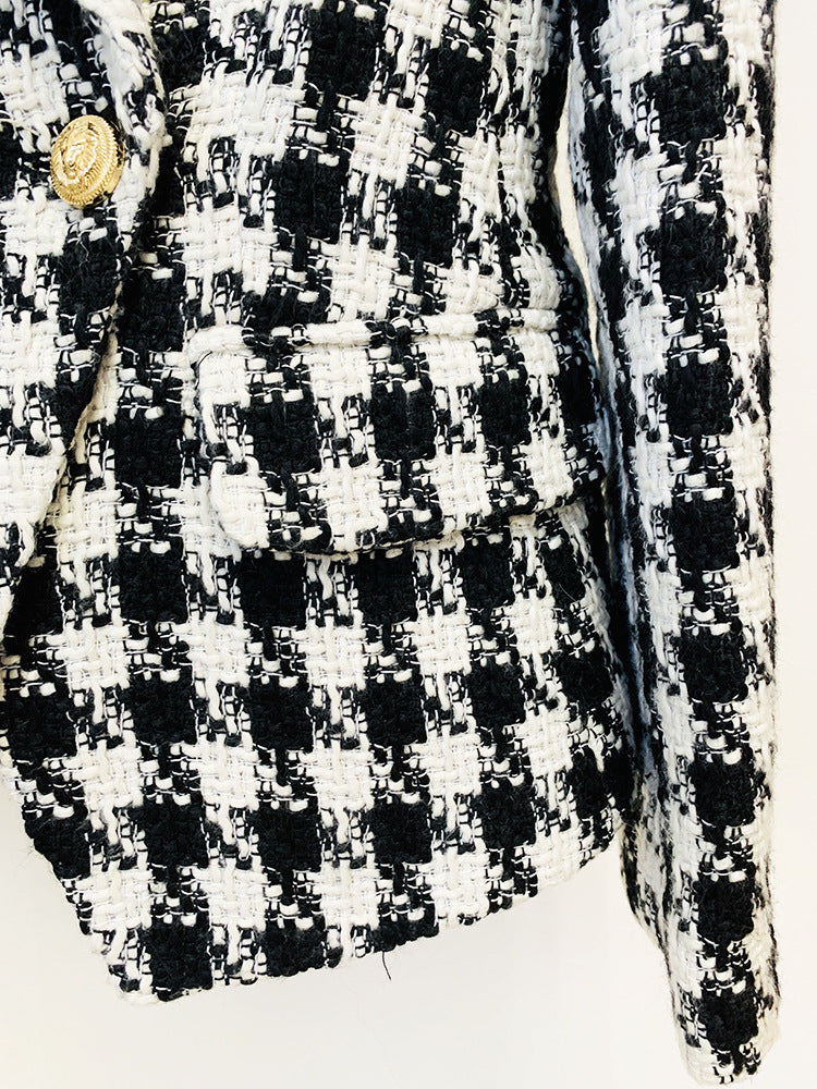 black and white tweed jacket Woolen Blazer