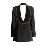 Backless with Diamond Loose Slimming Blazer for Women