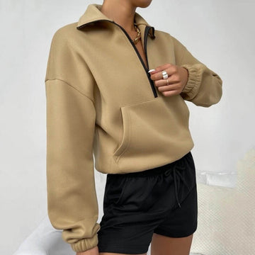 Zip Up Long Sleeve Sweatshirt For Women