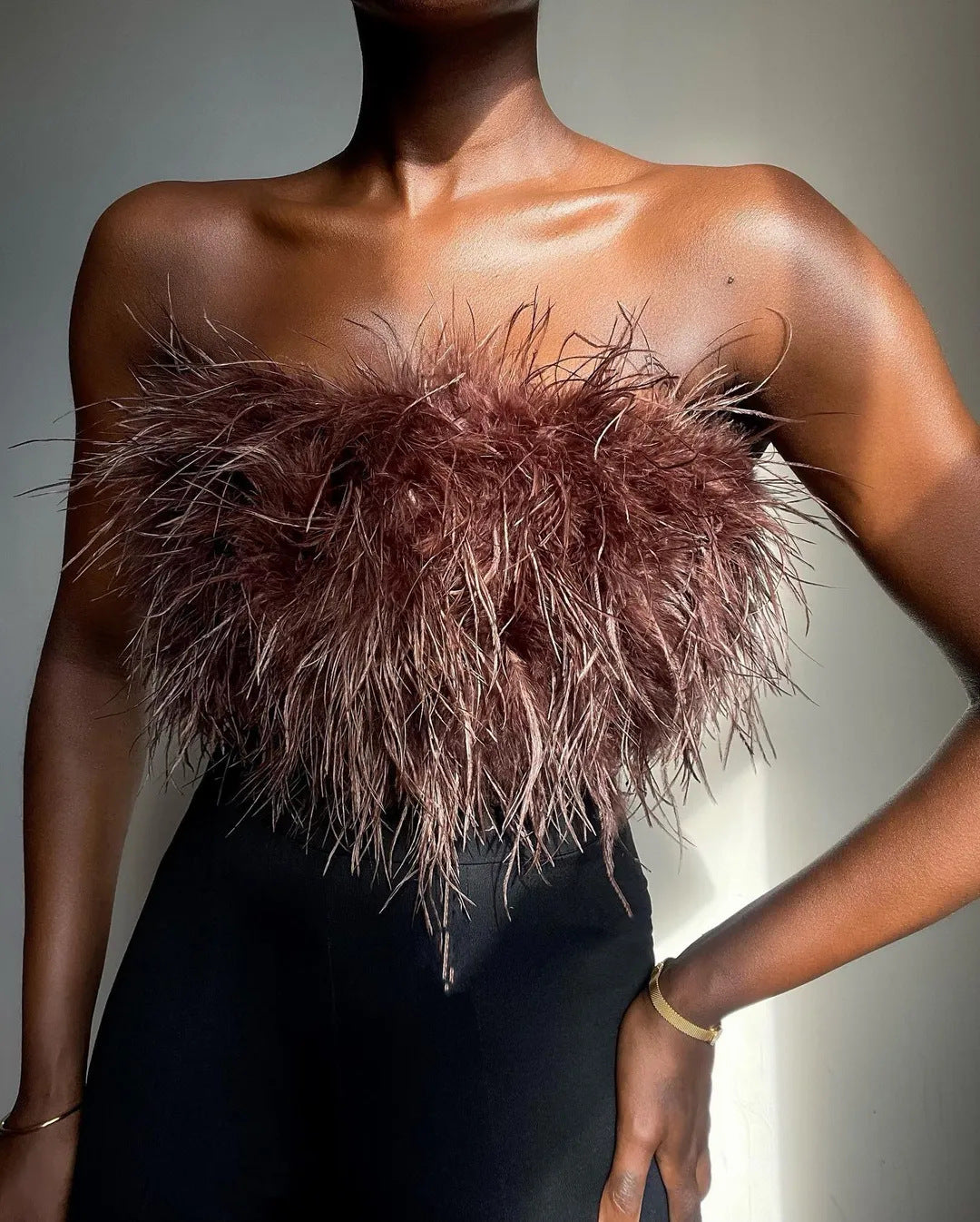 Summer Feather Multi Color Fur Tube Top