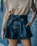 leather pants for women Belt-included leather shorts