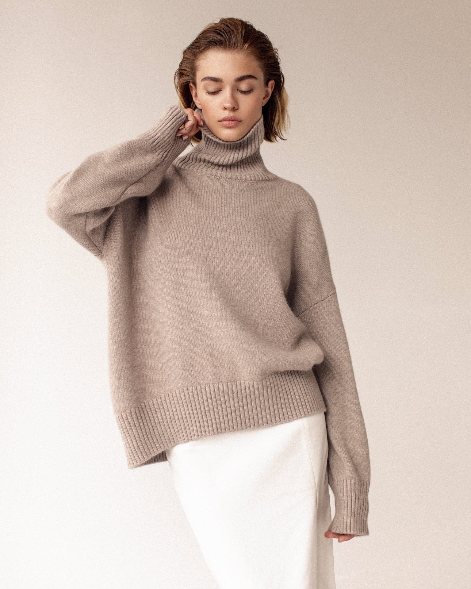 High Collar Loose Knitwear Sweater for Women