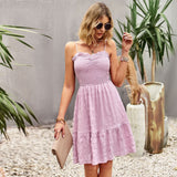 Summer Girl Solid Color Wide Hem Mid Length Dress