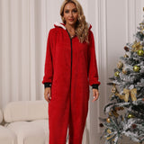 Plush Christmas Jumpsuit Round Neck and Long Sleeves
