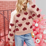 Bubble Sleeve Valentine Day Pink Sweater