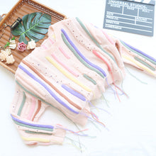 Knitted Sweater Color Stripe Hollow Out Cutout Tassel