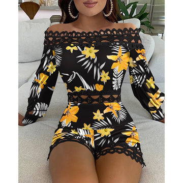 Long Sleeve Strapless Sexy Lace Romper