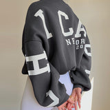 Knitted Letter Graphic Printed Loose Winter Hoodie