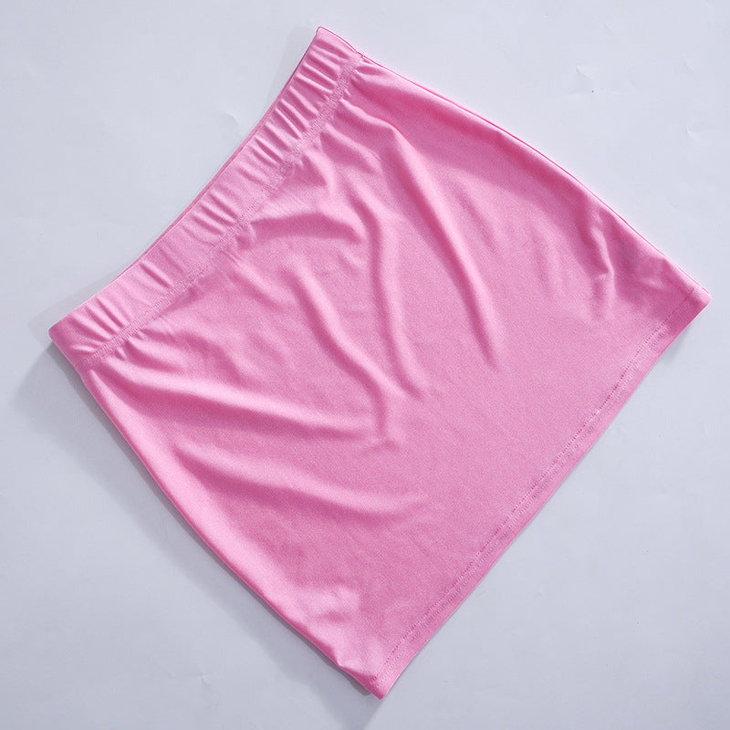 Metallic Tight Hip Pink Skirt with Half Socks