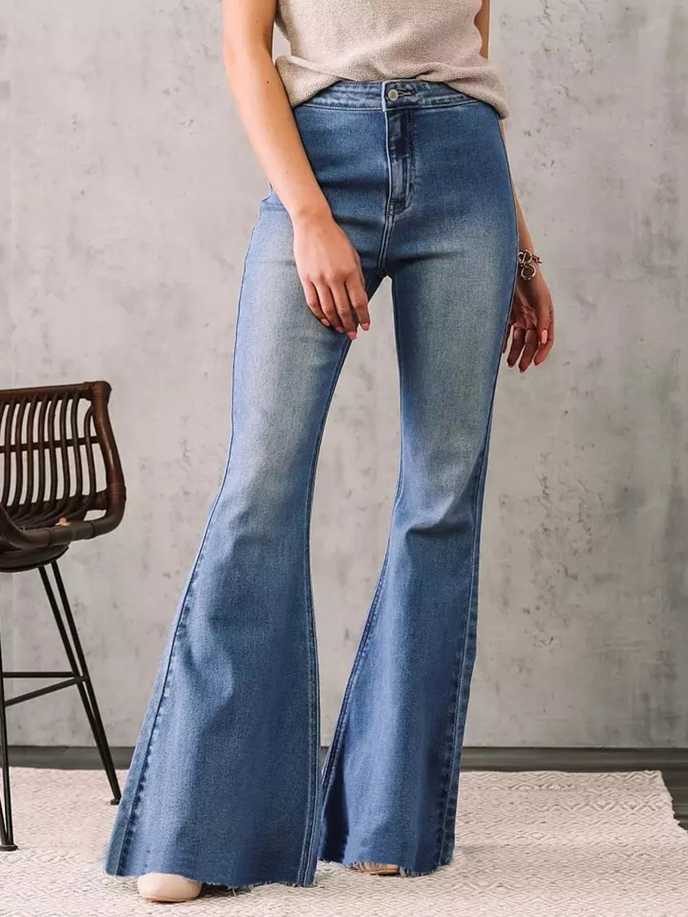 Slim Fit Stretch Flared Pants Women Jeans