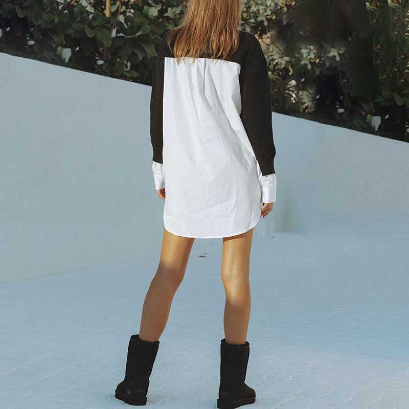 V neck long sleeve sweater with faux stitching