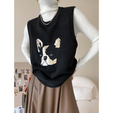 Age-Reducing French Bulldog Embroidered Women's Knit Vest
