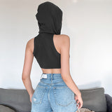 Women Hooded Bare Cropped Slim Fit Vest