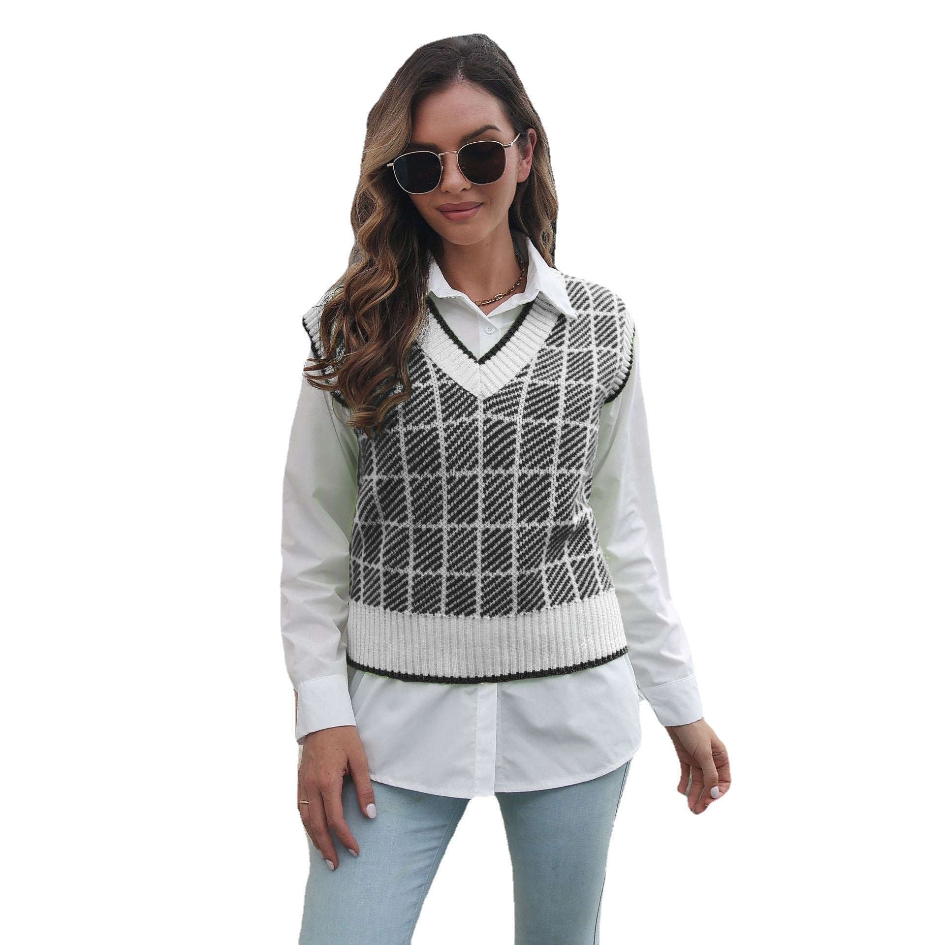 Plaid Striped Knitwear Sweater