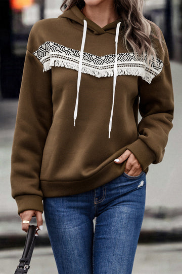 Women Hooded Lace Casual Hoodie