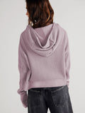Long Sleeve Loose Lazy Zipper Hooded Sweatshirt For Women