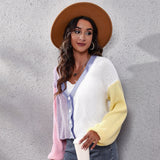 Color Block Oversized Cardigan for Women